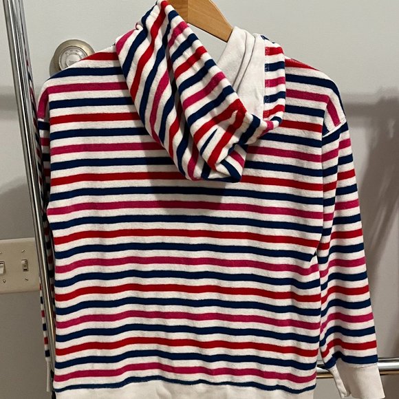 Lands' End Terry Red White Blue Hoodie Size Medium Petite - Picture 3 of 8